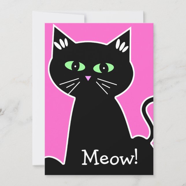 Retro Green Eyed Black Cat Bachelorette Party Invitation (Front)