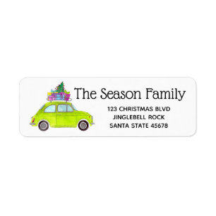 Retro Green Fiat 500 with Christmas Gifts