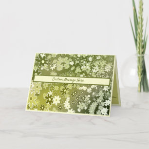 Retro Green Flowers Foliage Card