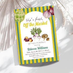 Retro Green Fresh Off the Market Bridal Shower Invitation
