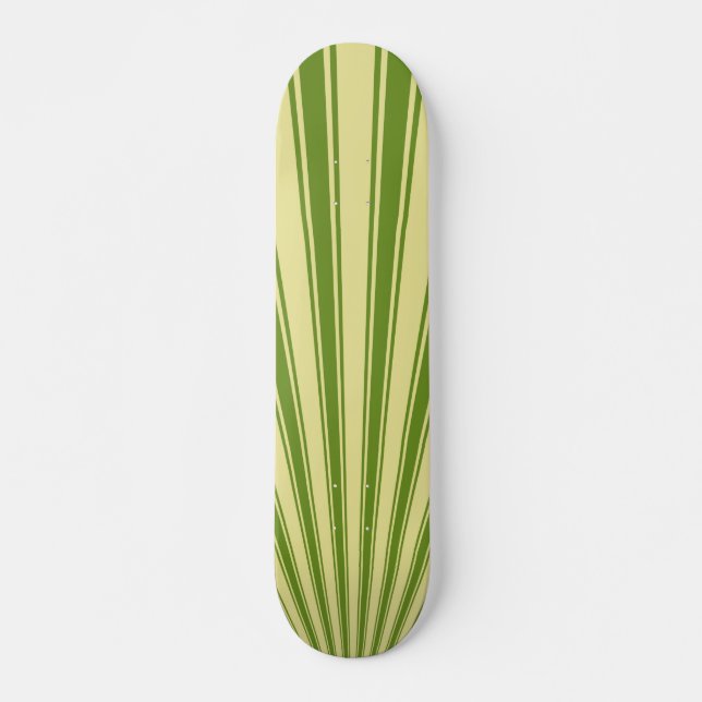 Retro Green Funky Sun Rays Background Skateboard (Front)