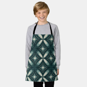 Retro Green Geometric Pattern Apron