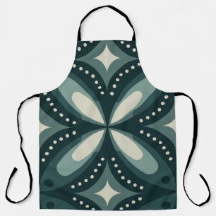 Retro Green Geometric Pattern Apron