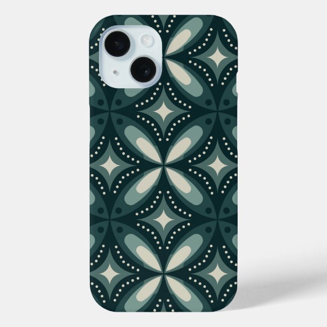 Retro Green Geometric Pattern Case-Mate iPhone Case (Back)