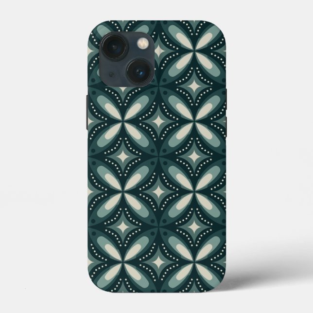 Retro Green Geometric Pattern Case-Mate iPhone Case (Back)