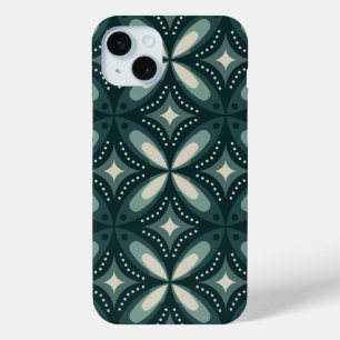 Retro Green Geometric Pattern iPhone 15 Mini Case