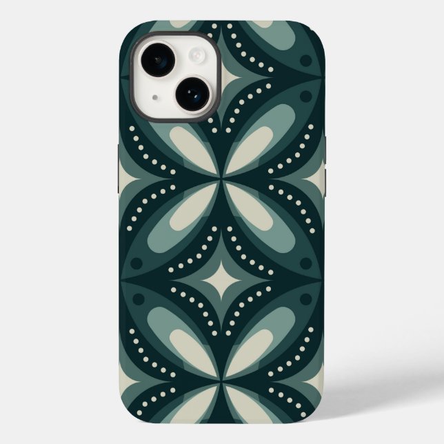 Retro Green Geometric Pattern Case-Mate iPhone Case (Back)