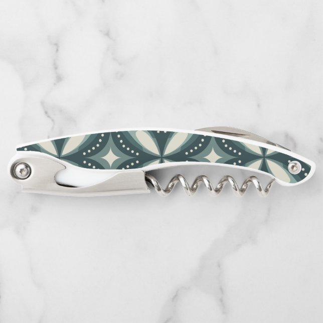 Retro Green Geometric Pattern Corkscrew (Front)