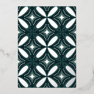 Retro Green Geometric Pattern Foil Holiday Card