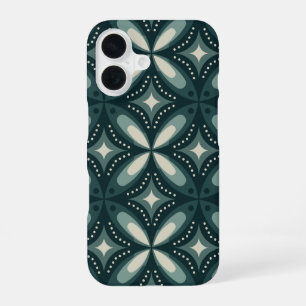 Retro Green Geometric Pattern iPhone 16 Case
