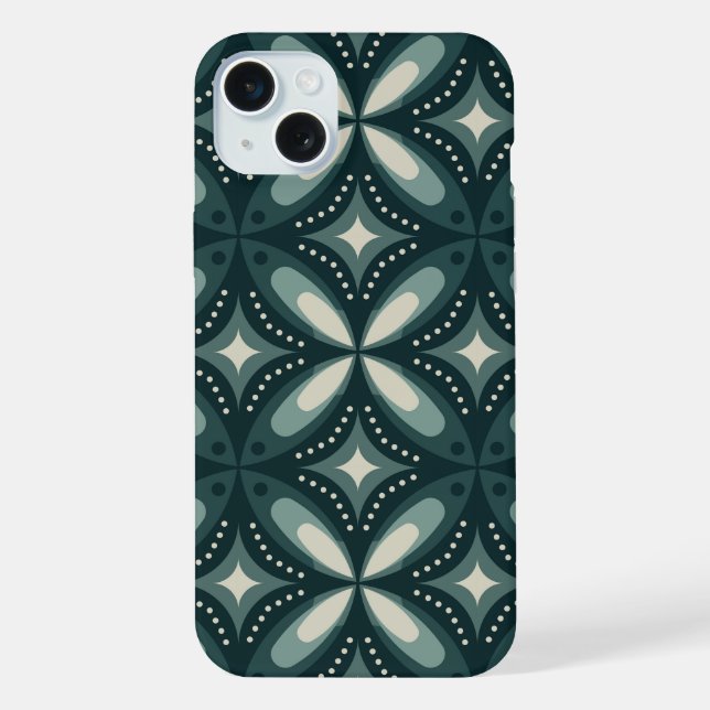 Retro Green Geometric Pattern iPhone Case (Back)