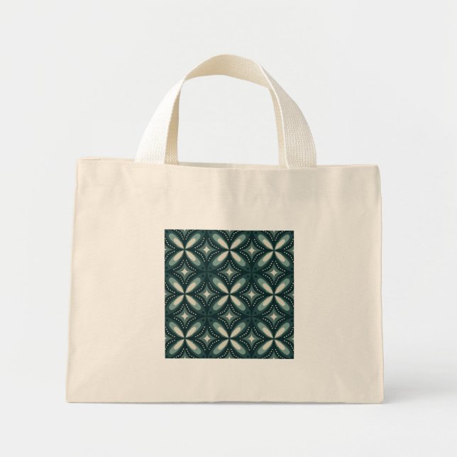 Retro Green Geometric Pattern Mini Tote Bag (Front)