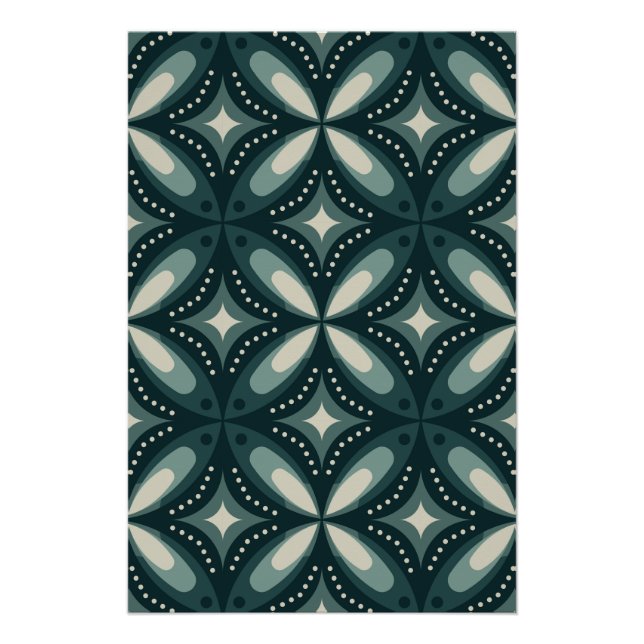 Retro Green Geometric Pattern Poster (Front)