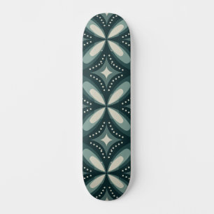 Retro Green Geometric Pattern Skateboard