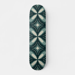 Retro Green Geometric Pattern Skateboard