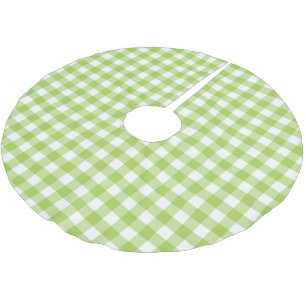 Retro Green Gingham Plaid Checks Chequered  Brushed Polyester Tree Skirt