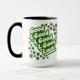 Retro Green Good Luck Clover Pattern Tote Bag Mug