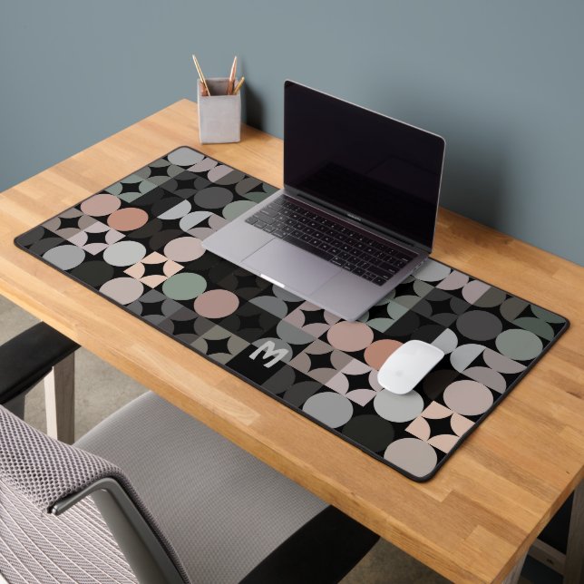 Retro Green Grey Beige Brown Black Pop Art Motif (Bureau 2)