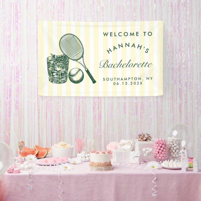 Retro Green Last Swing Before The Ring Tennis Bach Banner (Party)