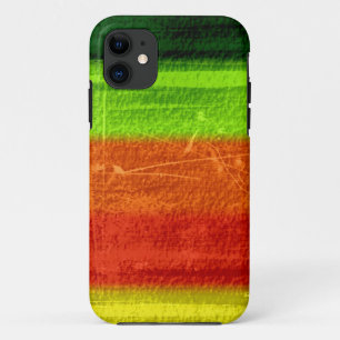 Retro green lime orange red yellow grunge stripes iPhone 11 case
