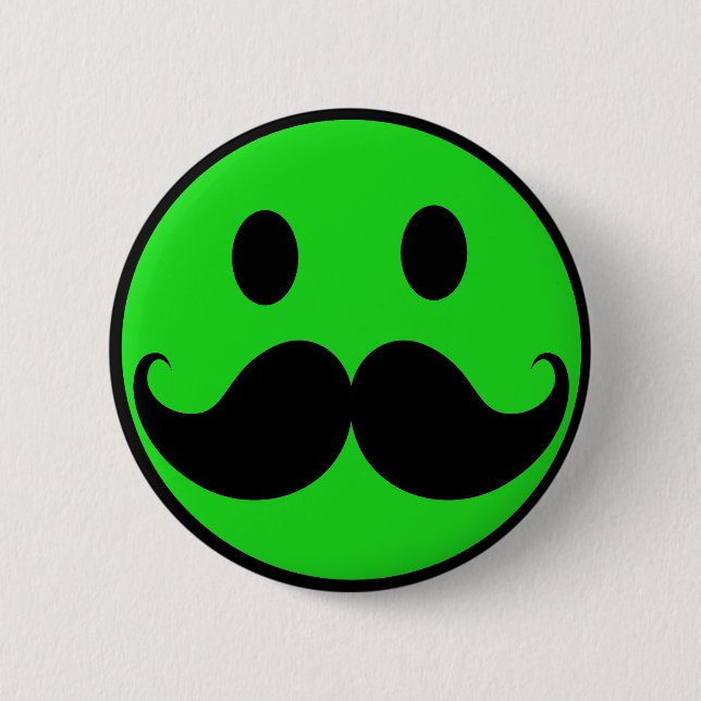 Retro Green Moustache Moustache Stache 2 Inch Round Button (Front)