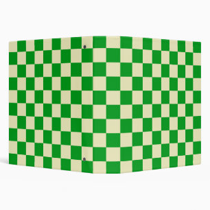 Retro Green Off White Checks Chequerboard Pattern Binder