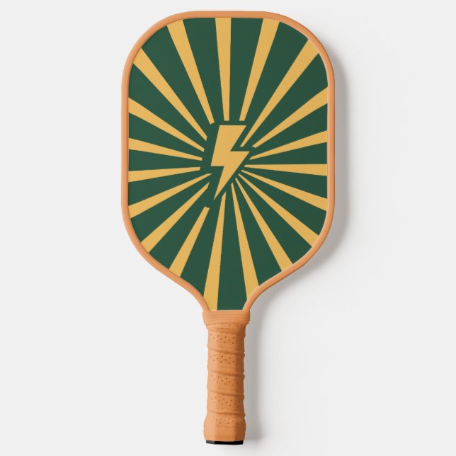 Retro Green Orange Sunburst 2 Side Different  Pickleball Paddle (Back)