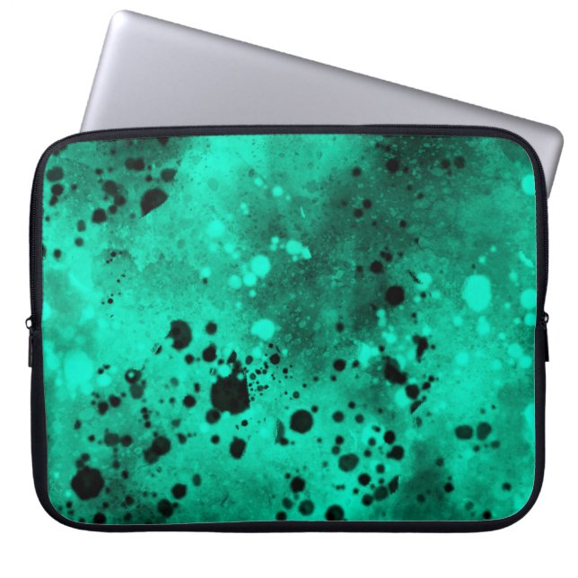 Retro Green Paint Splatter  Laptop Sleeve (Front)