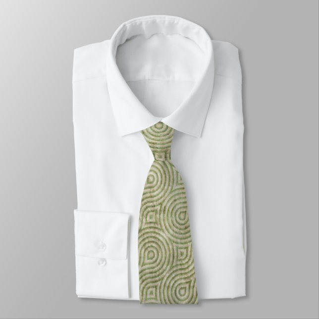 Retro Green Pattern Tie (Tied)