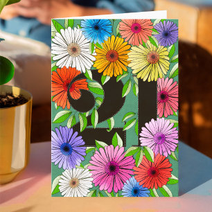 Retro Green Personalized 21st Birthday Floral Card