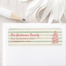 Retro Green Pink Hand Drawn Bows Tree Christmas