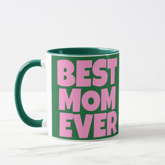 Retro Green Pink Mothers Day Photo  Mug (Left)