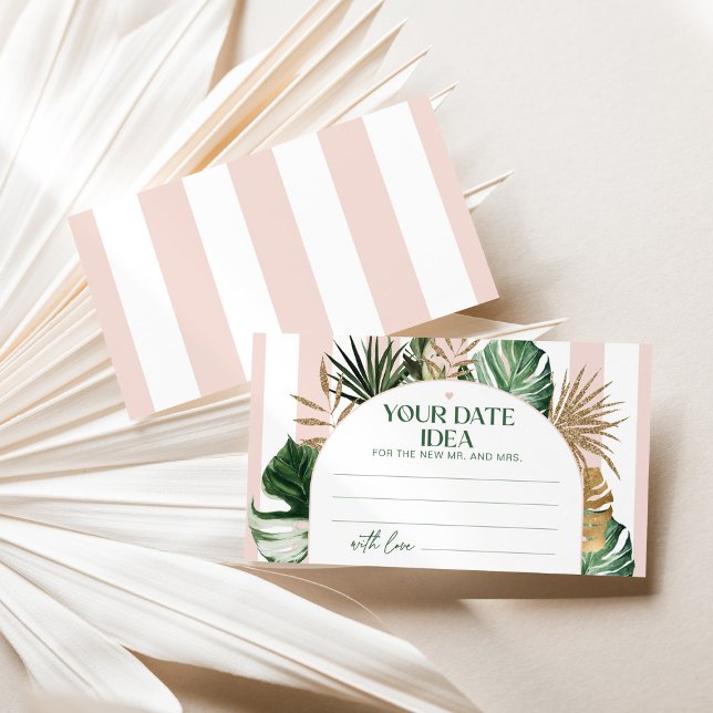 Retro green pink stripe tropical Date night ideas Enclosure Card (Creator Uploaded)