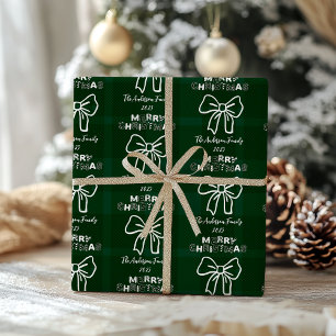 Retro Green Plaid Whimsical Christmas  Wrapping Paper