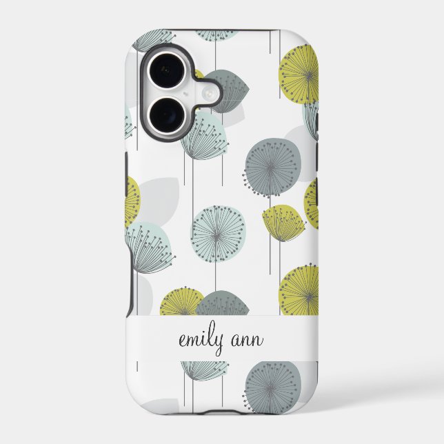 Retro Green Poppies Flowers Pattern (Back)