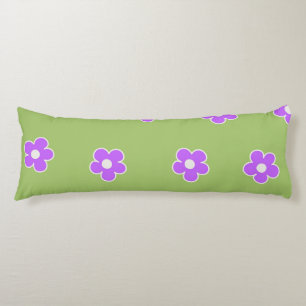 Retro Green Purple Floral Simple Flower Pattern Body Pillow