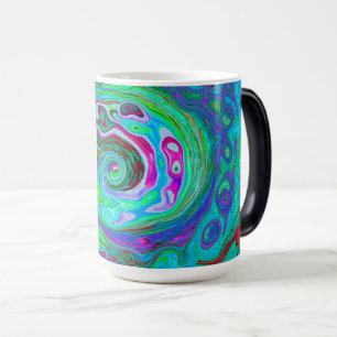 Retro Green, Red and Magenta Abstract Groovy Swirl Magic Mug