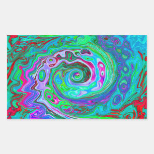 Retro Green, Red and Magenta Abstract Groovy Swirl Sticker