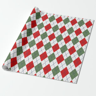 Retro Green Red Christmas New Year Tartan Plaid Wrapping Paper