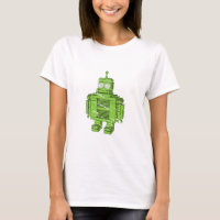 Retro Green Robot with Scratches
