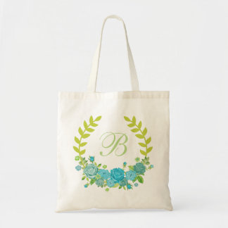 Retro green rustic vintage Floral wreath tote bag