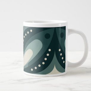 retro green shapes large coffee mug