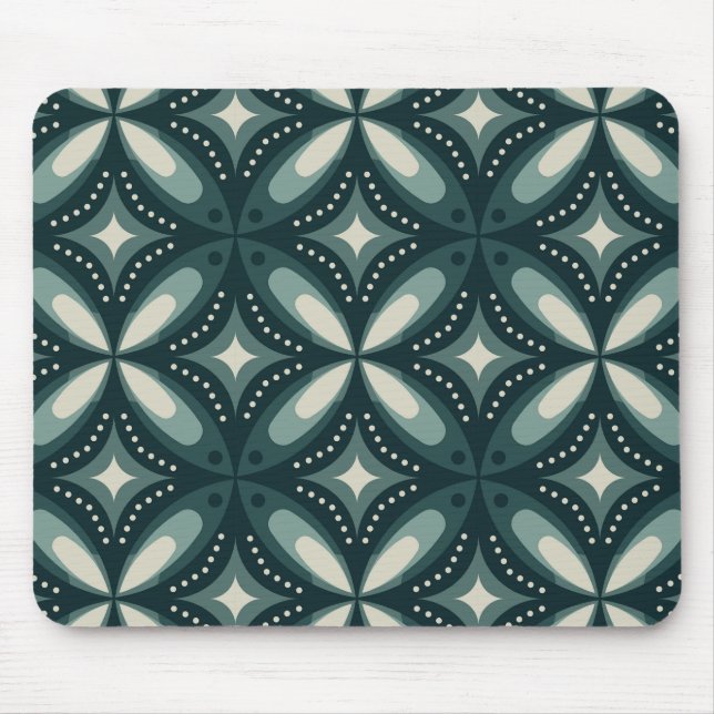 retro green shapes mouse pad (Front)