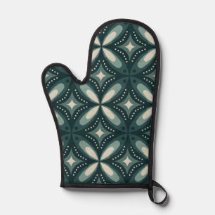 retro green shapes oven mitt