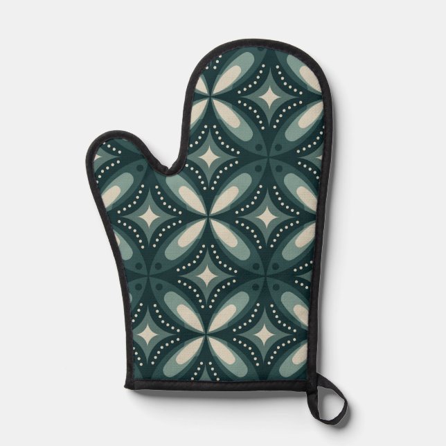 retro green shapes oven mitt (Front)