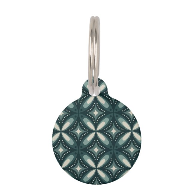 retro green shapes pet tag (Front)