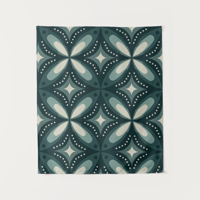 retro green shapes tapestry (Front)