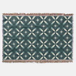 retro green shapes throw blanket