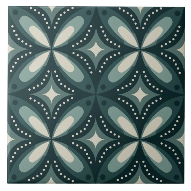 retro green shapes tile (Front)