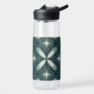 retro green shapes water bottle